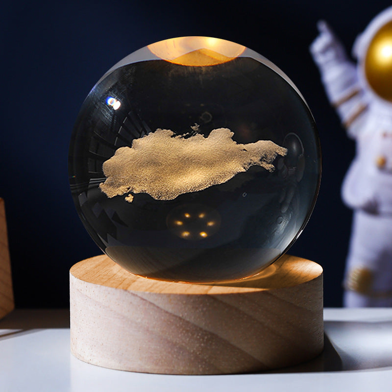 Glowing Wooden Base Crystal Ball