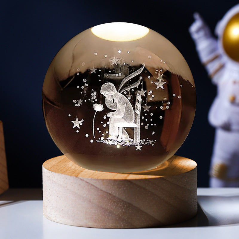 Glowing Wooden Base Crystal Ball