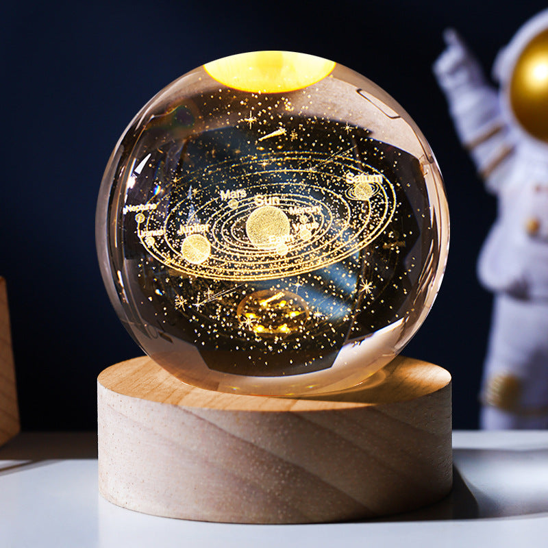 Glowing Wooden Base Crystal Ball