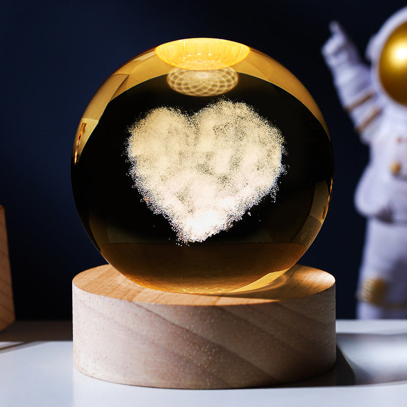 Glowing Wooden Base Crystal Ball