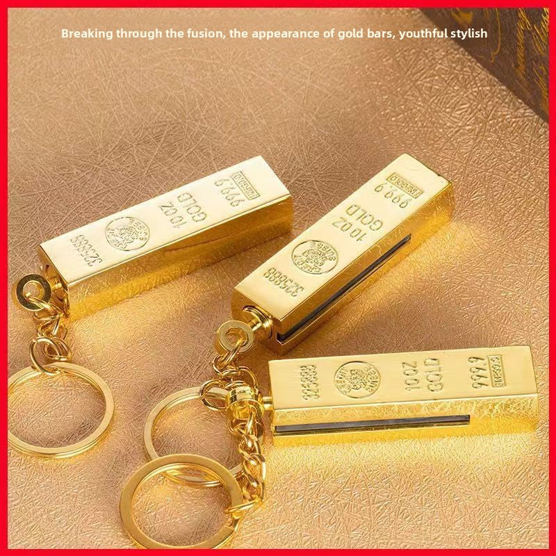 Gold bar matches keychain multi-function lighter