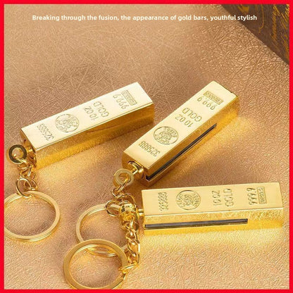 Gold bar matches keychain multi-function lighter