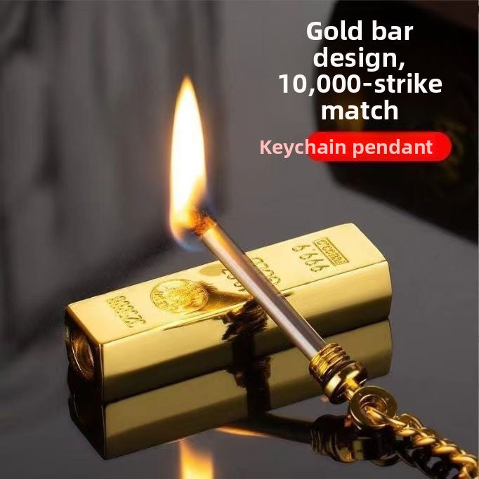 Gold bar matches keychain multi-function lighter