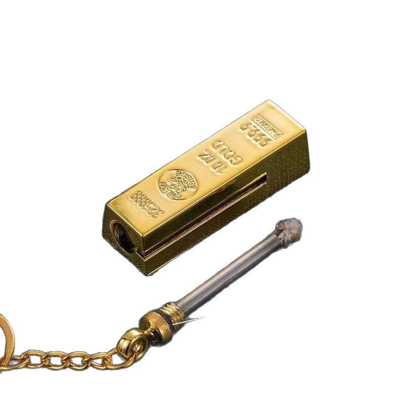 Gold bar matches keychain multi-function lighter