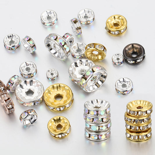 Gold-Colored Rhinestone Spacer Beads