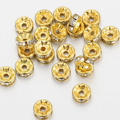 Gold-Colored Rhinestone Spacer Beads