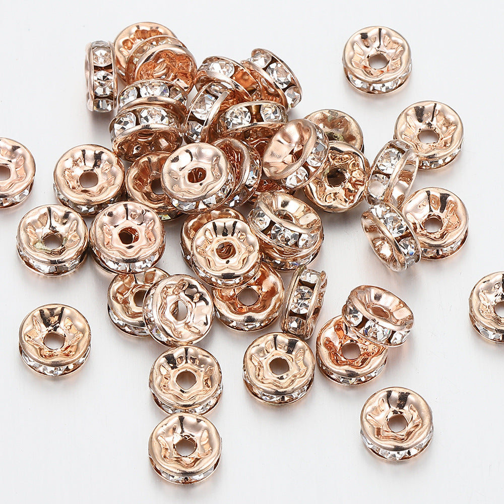 Gold-Colored Rhinestone Spacer Beads