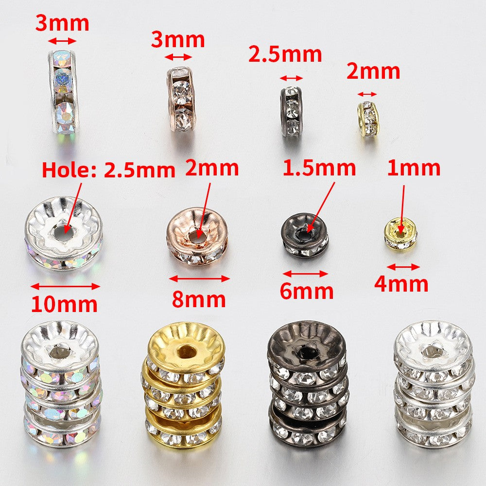 Gold-Colored Rhinestone Spacer Beads