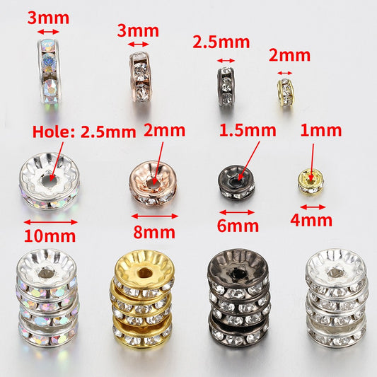 Gold-Colored Rhinestone Spacer Beads