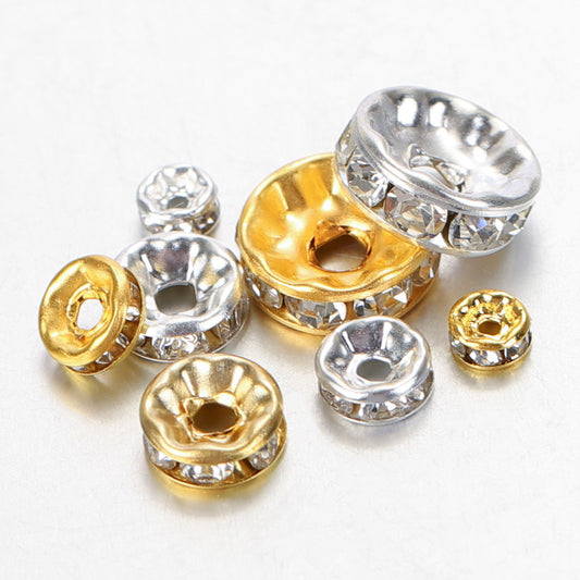 Gold-Colored Rhinestone Spacer Beads