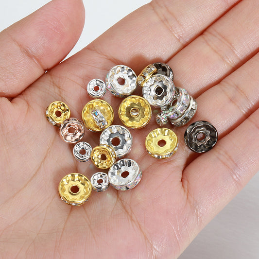 Gold-Colored Rhinestone Spacer Beads