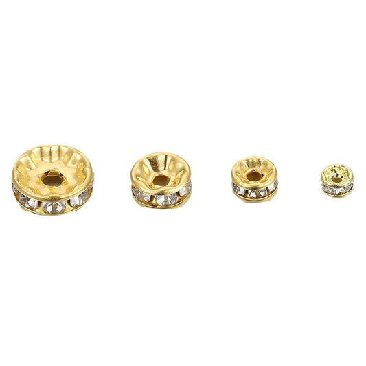 Gold-Colored Rhinestone Spacer Beads