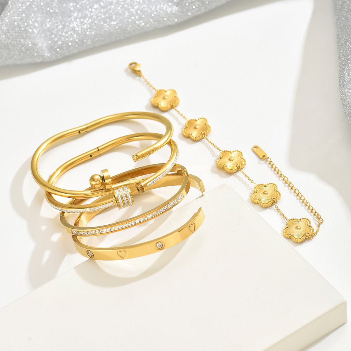 Gold-colored stainless steel bracelet