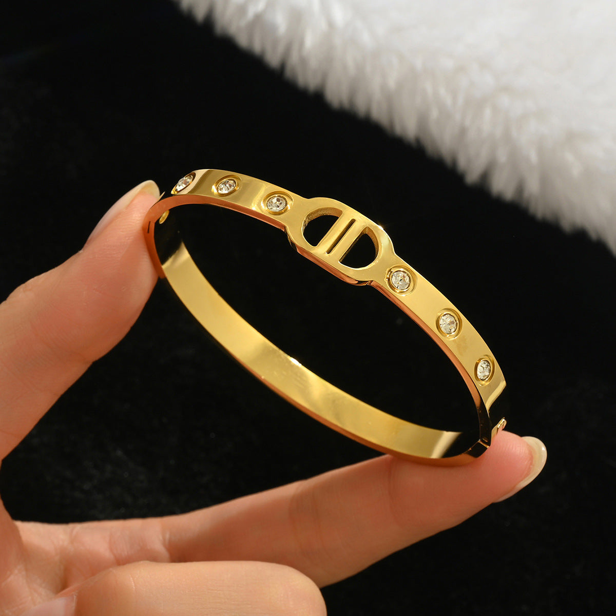 Gold-colored stainless steel bracelet