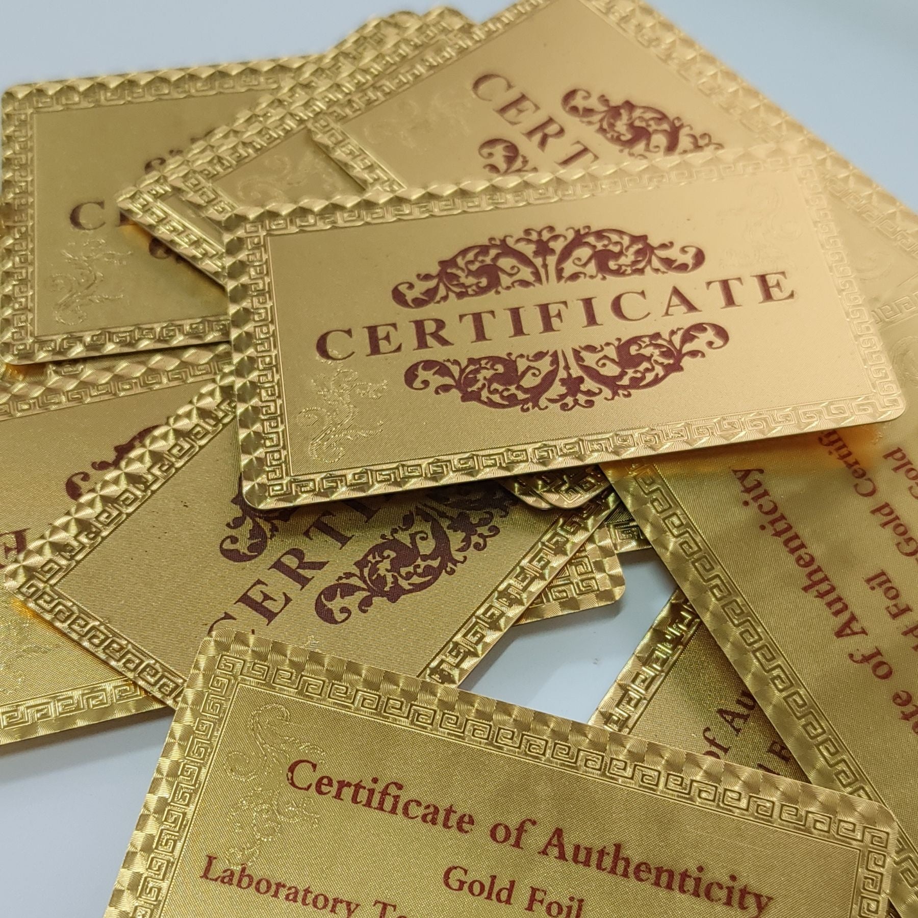 Gold foil Certificate English text card