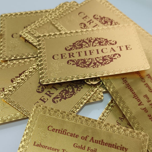 Gold foil Certificate English text card