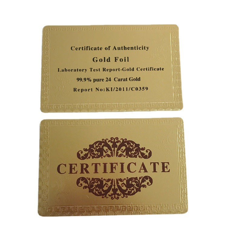 Gold foil Certificate English text card
