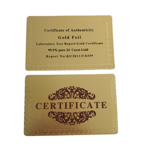 Gold foil Certificate English text card
