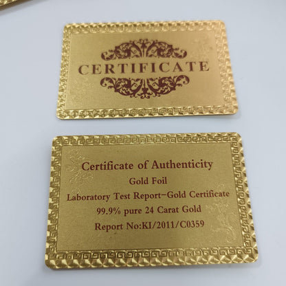 Gold foil Certificate English text card