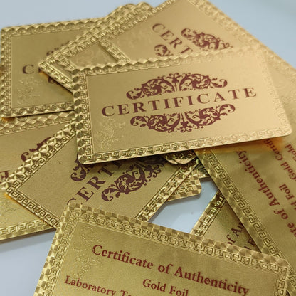 Gold foil Certificate English text card
