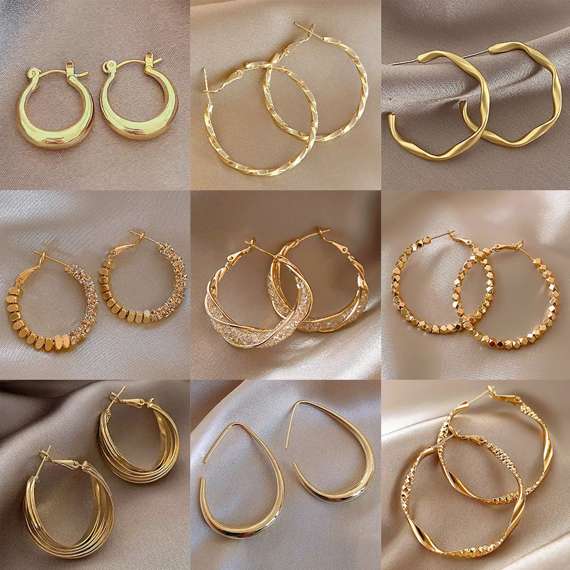 Gold Geometric Earrings with Pearl Accents