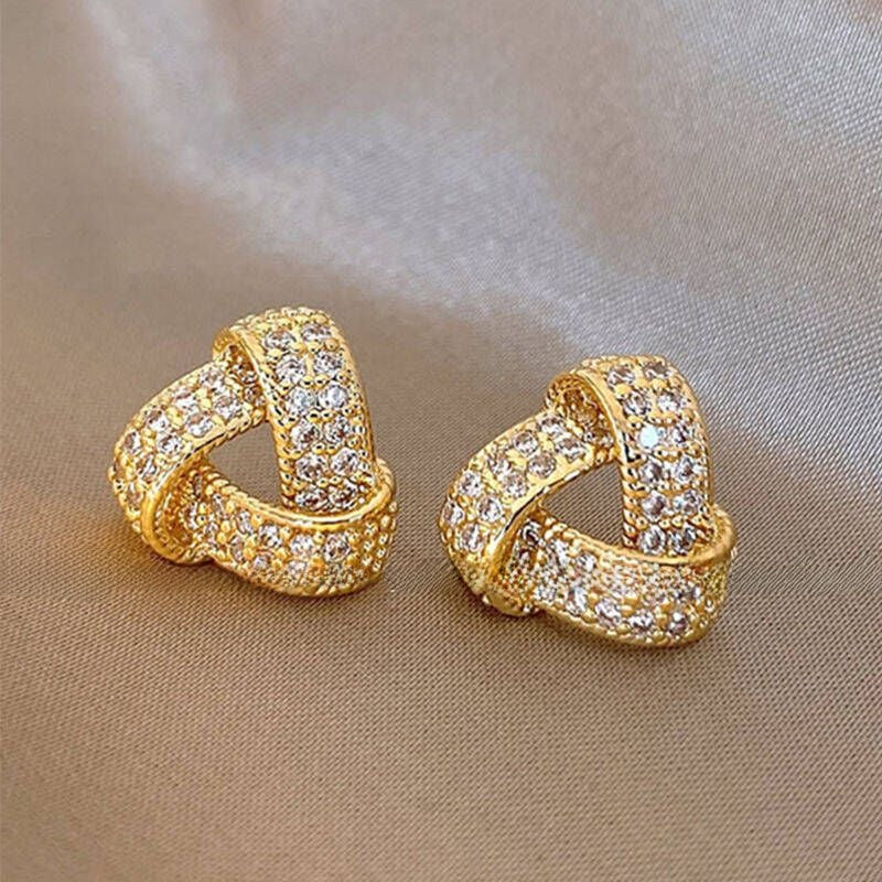 Gold Geometric Earrings with Pearl Accents