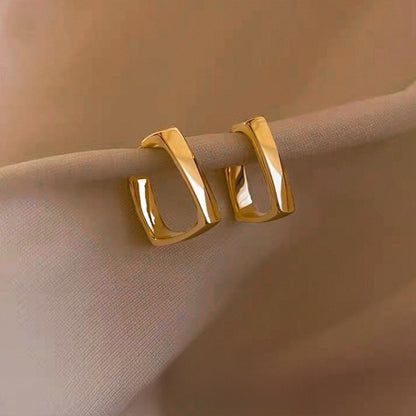 Gold Geometric Earrings with Pearl Accents