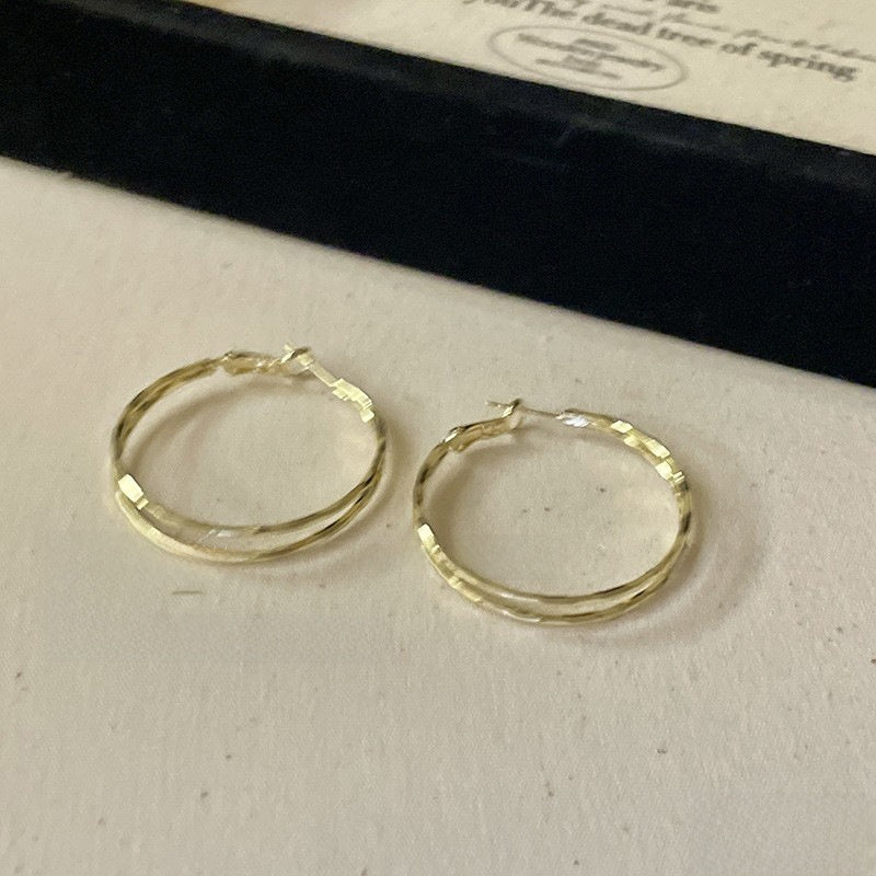 Gold Geometric Earrings with Pearl Accents