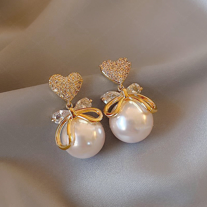 Gold Geometric Earrings with Pearl Accents