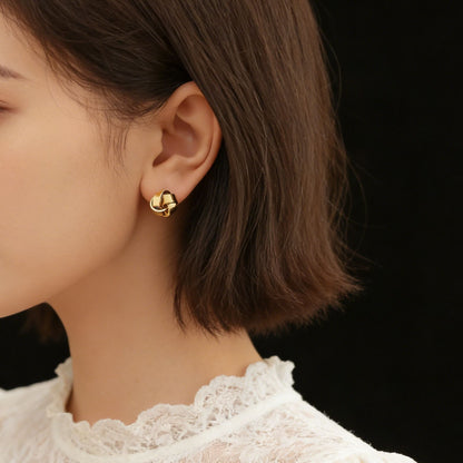 Gold Geometric Earrings with Pearl Accents