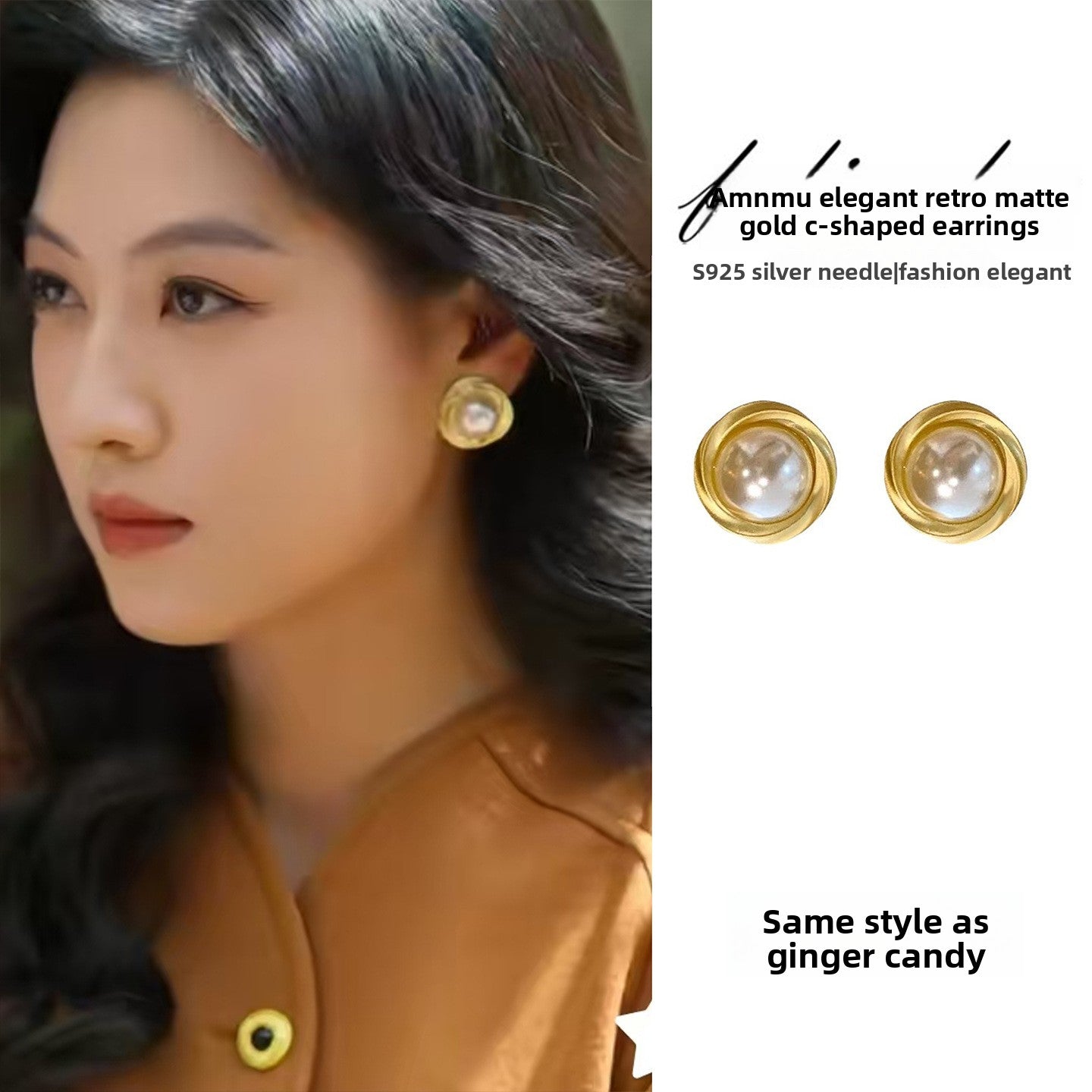 Gold Geometric Earrings with Pearl Accents