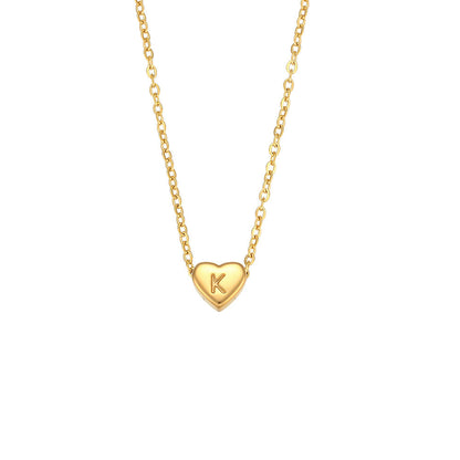 Gold Heart Letter Necklace