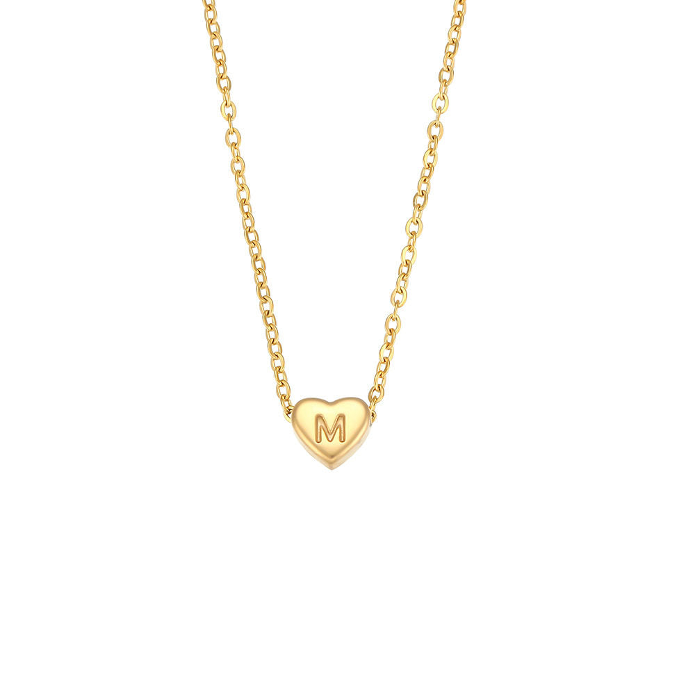 Gold Heart Letter Necklace