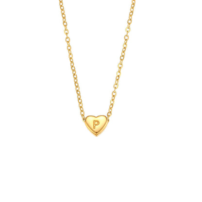 Gold Heart Letter Necklace