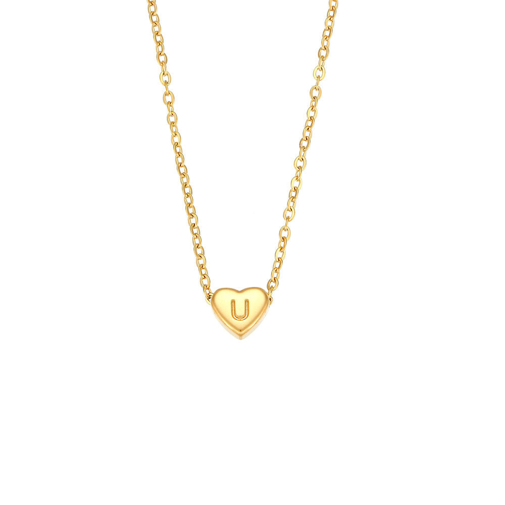 Gold Heart Letter Necklace