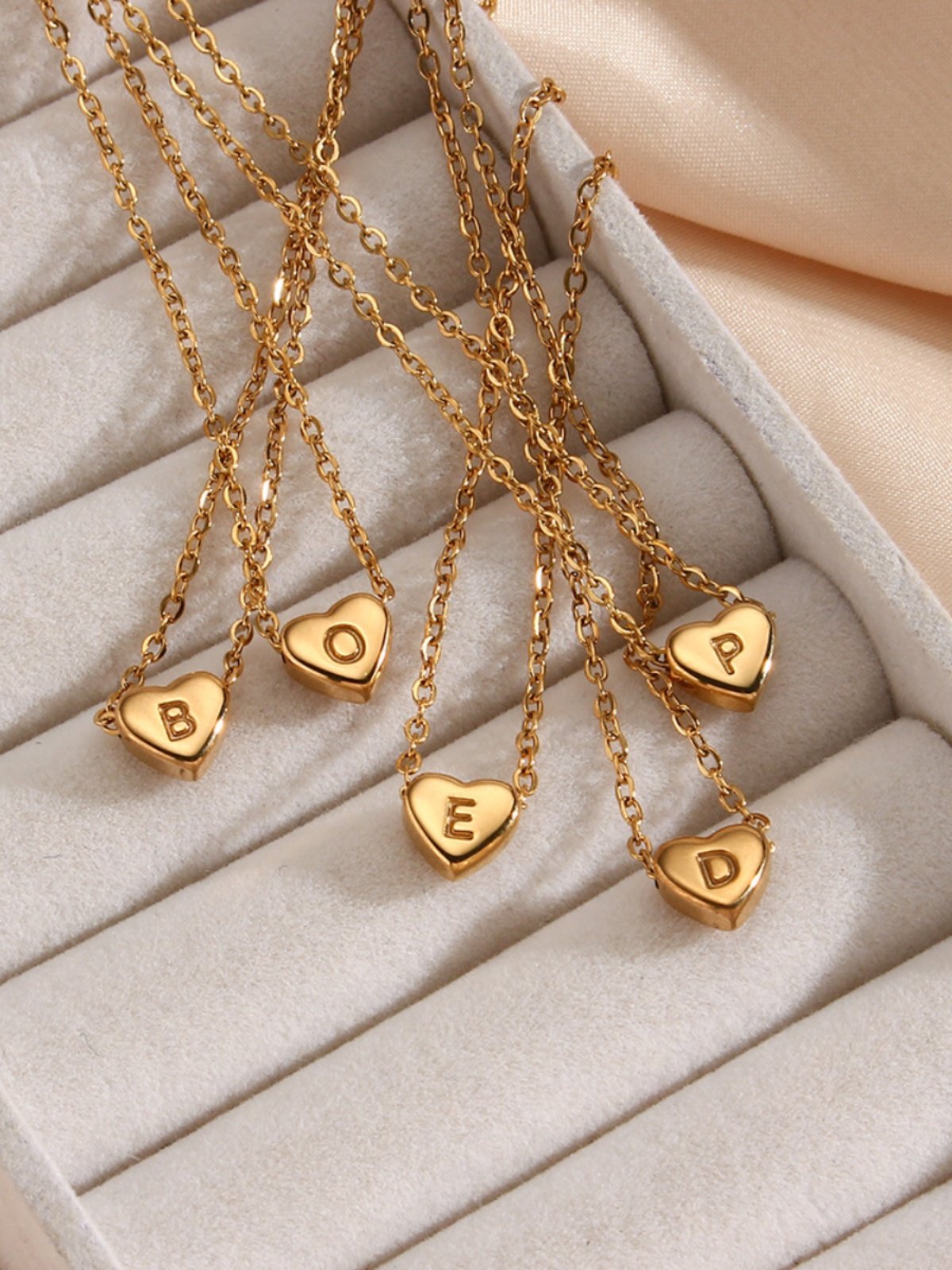 Gold Heart Letter Necklace