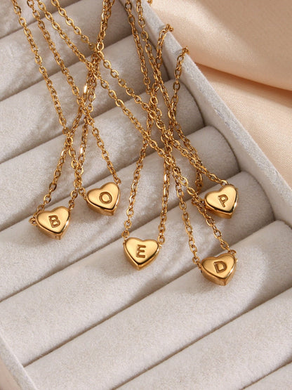 Gold Heart Letter Necklace