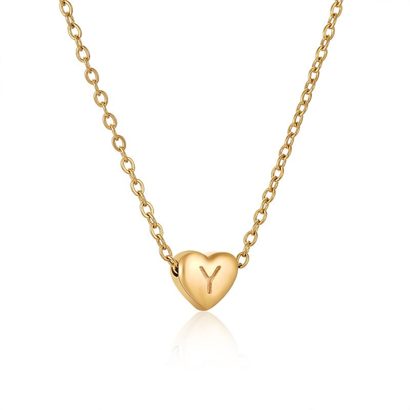 Gold Heart Letter Necklace