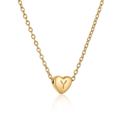 Gold Heart Letter Necklace