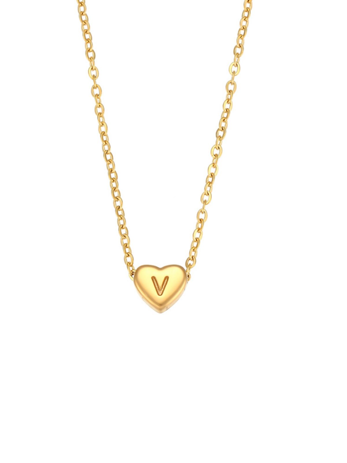 Gold Heart Letter Necklace