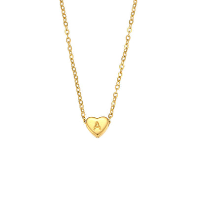 Gold Heart Letter Necklace