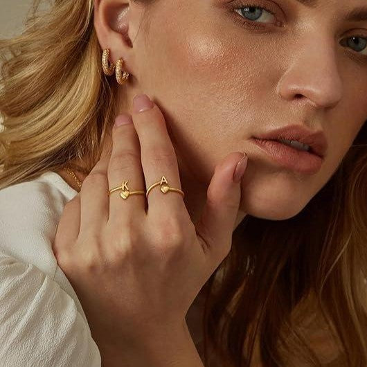 Gold initial ring