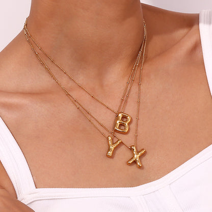 Gold Letter Stainless Steel Necklace