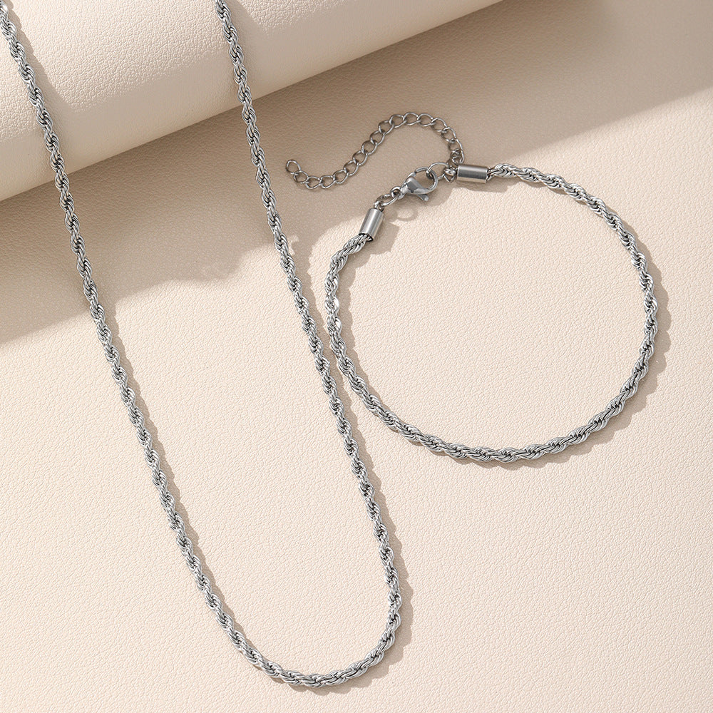 Gold necklace hemp rope