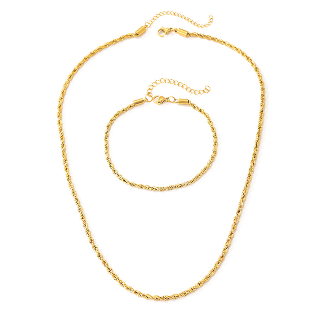 Gold necklace hemp rope