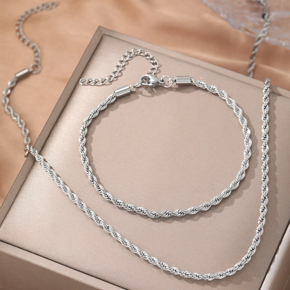 Gold necklace hemp rope