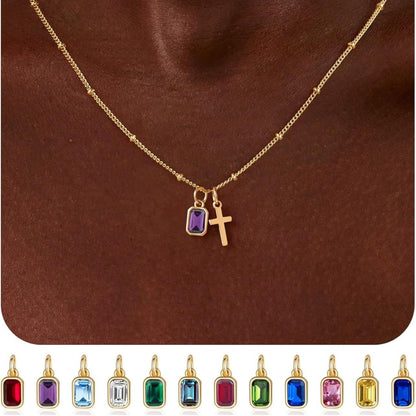 Gold Plated Cross Zircon Necklace