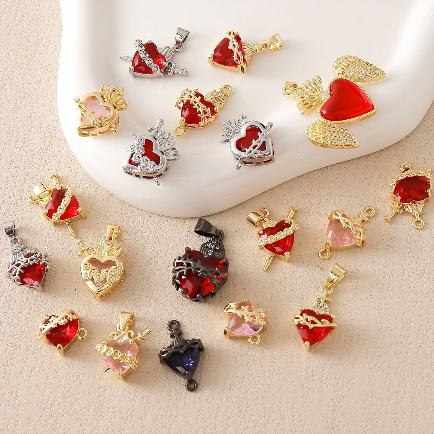 Gold Plated Heart Cross Pendant