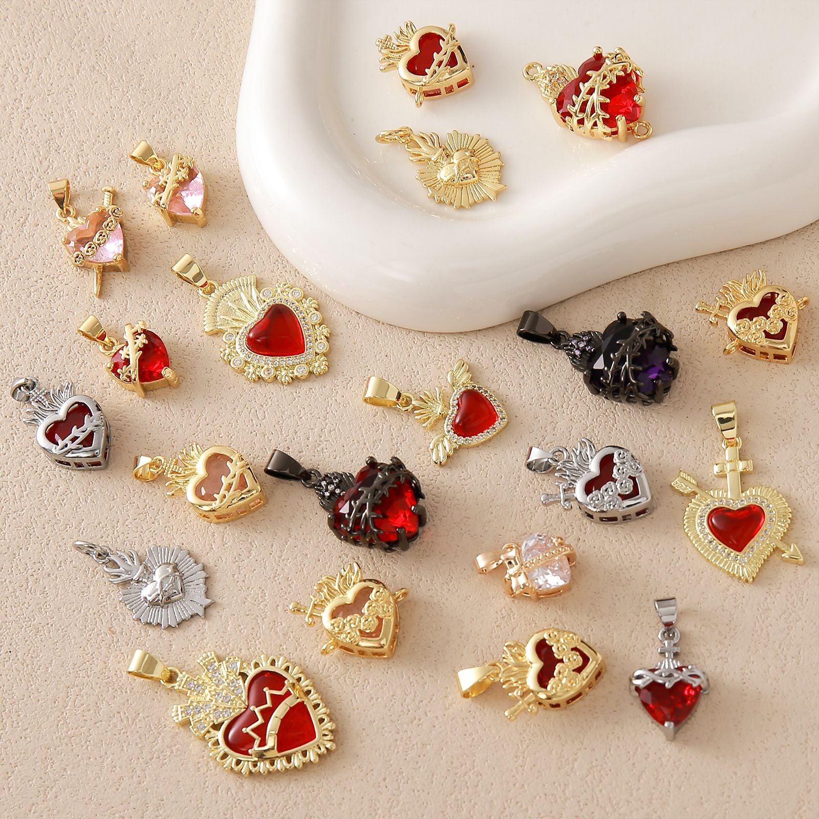 Gold Plated Heart Cross Pendant