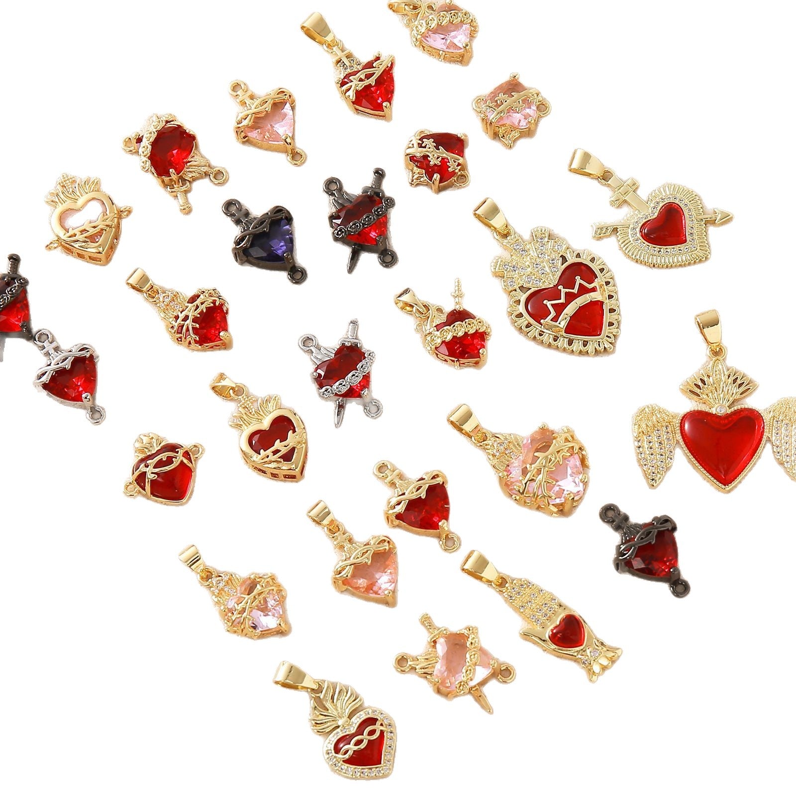 Gold Plated Heart Cross Pendant